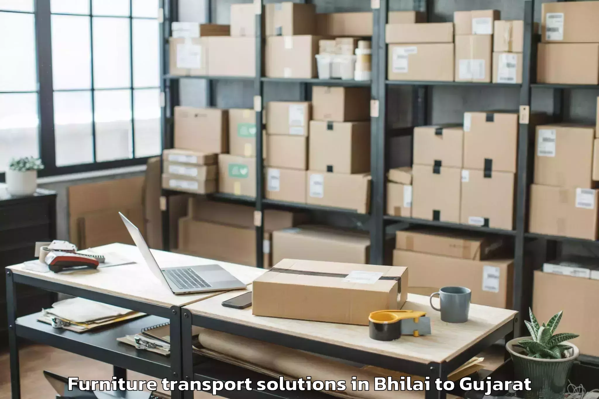 Reliable Bhilai to Unjha Furniture Transport Solutions